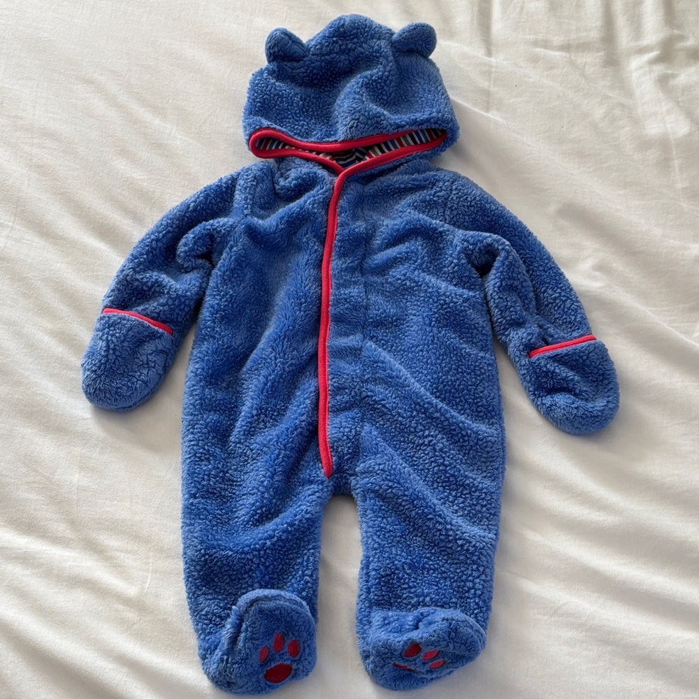 Magnetic Me Blue Fleece Footie Bunting with Red Accents